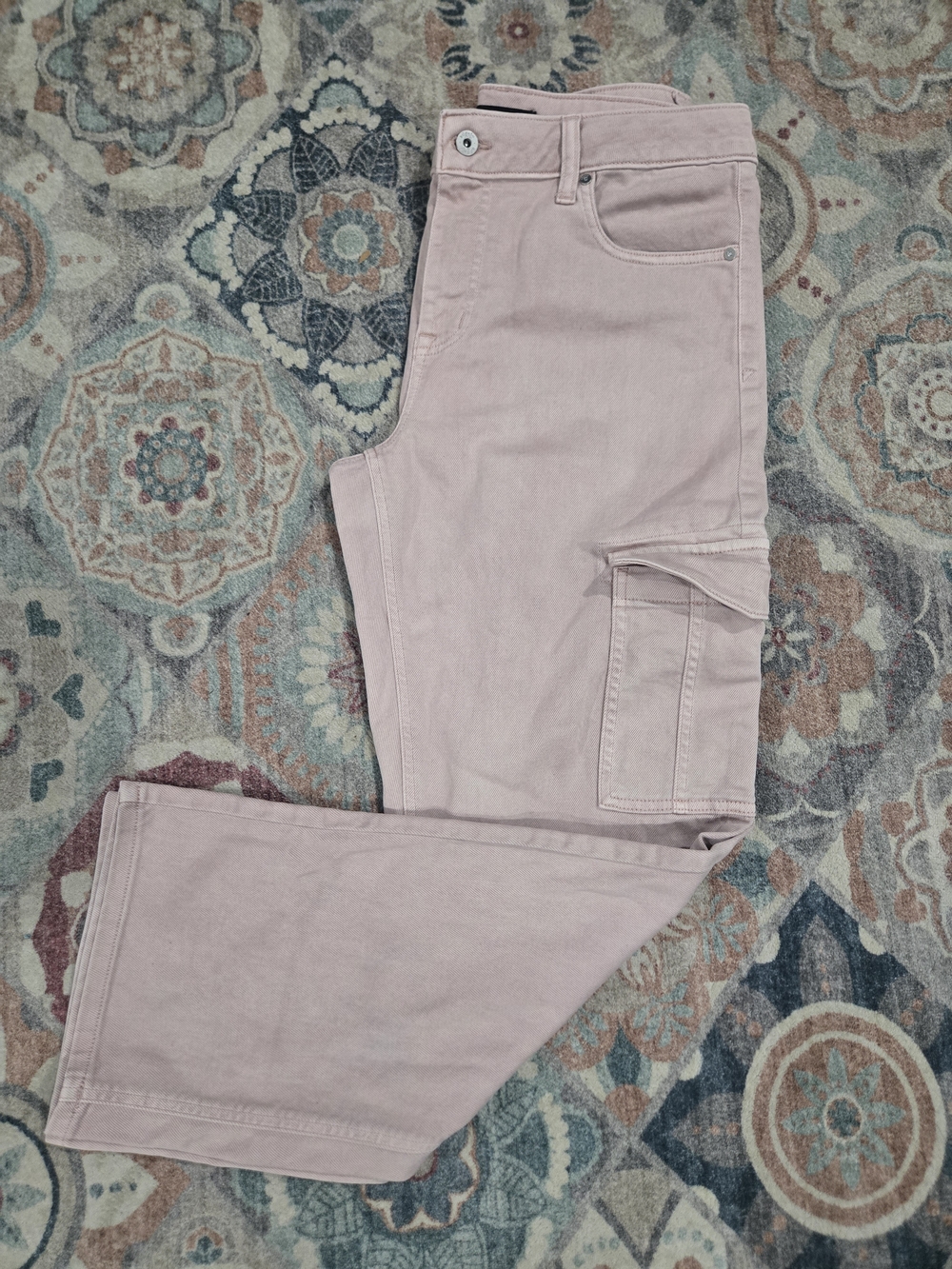 Dusty Pink Mid Rise Relaxed Boyfriend Straight Cargo Jeans 12 - Picture 5 of 6